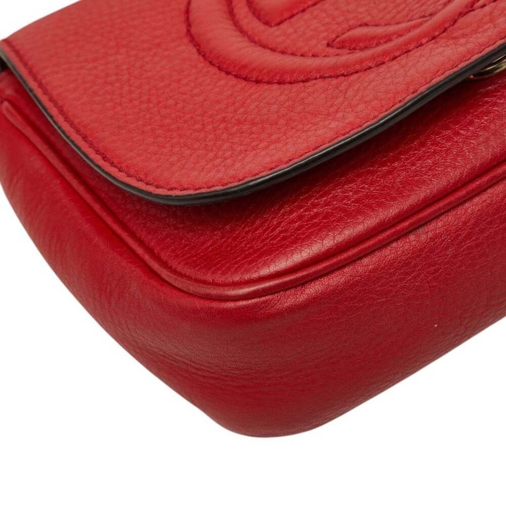 GUCCI Red Leather Shoulder Bag - Picture 5 of 10